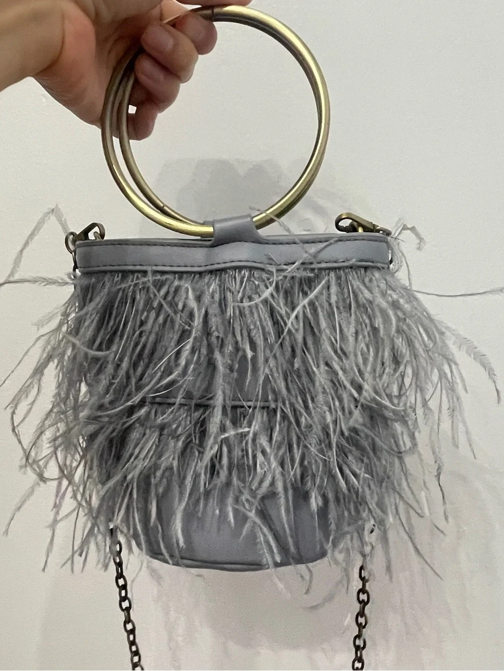 Anthropologie Evelyn Feather Bucket Bag